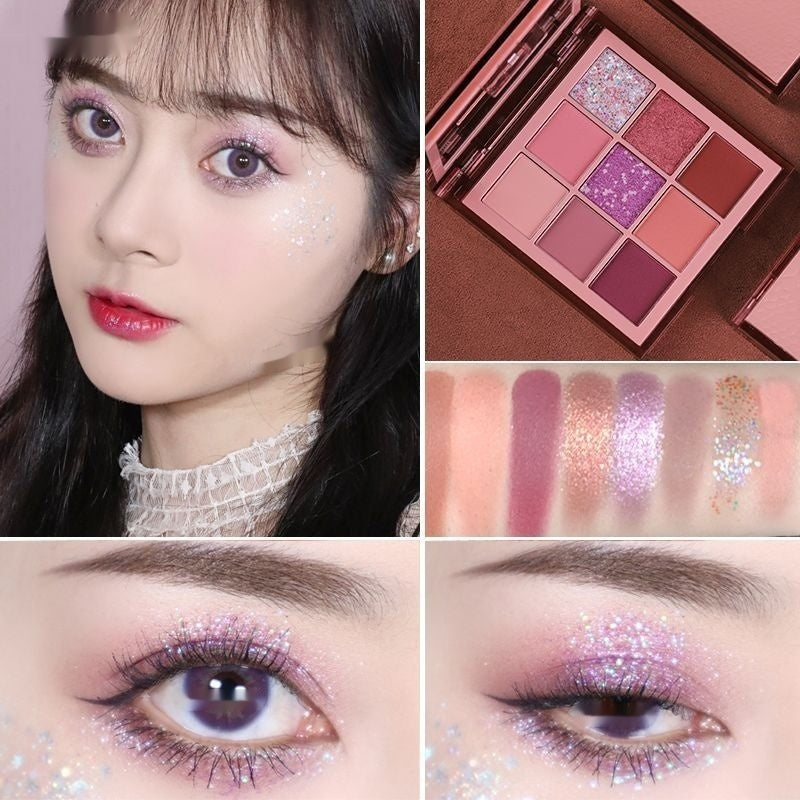 Neun Farben Matt Schimmer Pailletten Erdfarbe Dünn Und Glitzernd Lidschatten-Palette