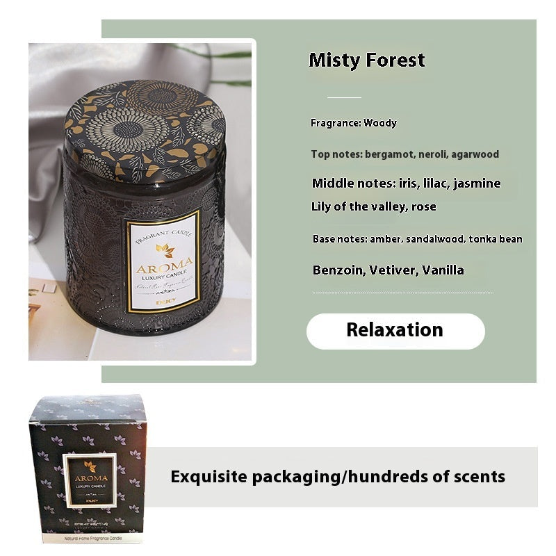 Große Aromatherapie-Kerze aus Glas mit Kreativrelief