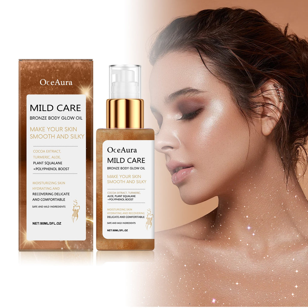 OceAura Antikbronze Körperschimmeröl, Schimmernde Antikbronze Flüssigkeit, Roségold Highlighteröl, Wasserfestes Feuchtigkeitsspendendes Massageöl.