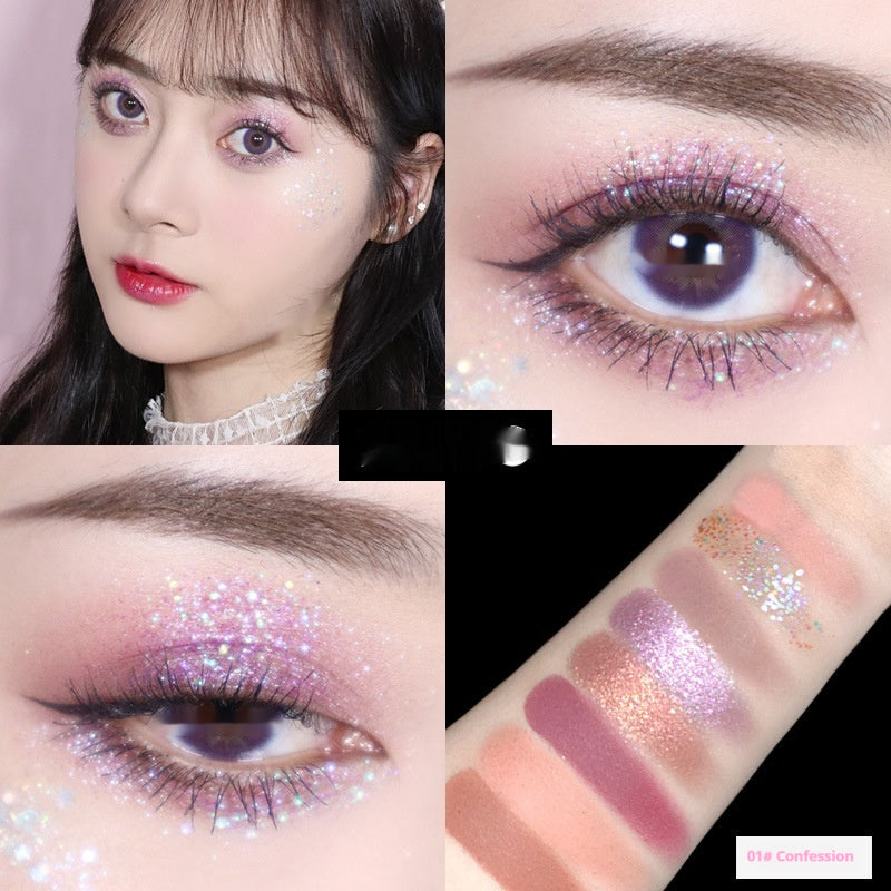 Neun Farben Matt Schimmer Pailletten Erdfarbe Dünn Und Glitzernd Lidschatten-Palette