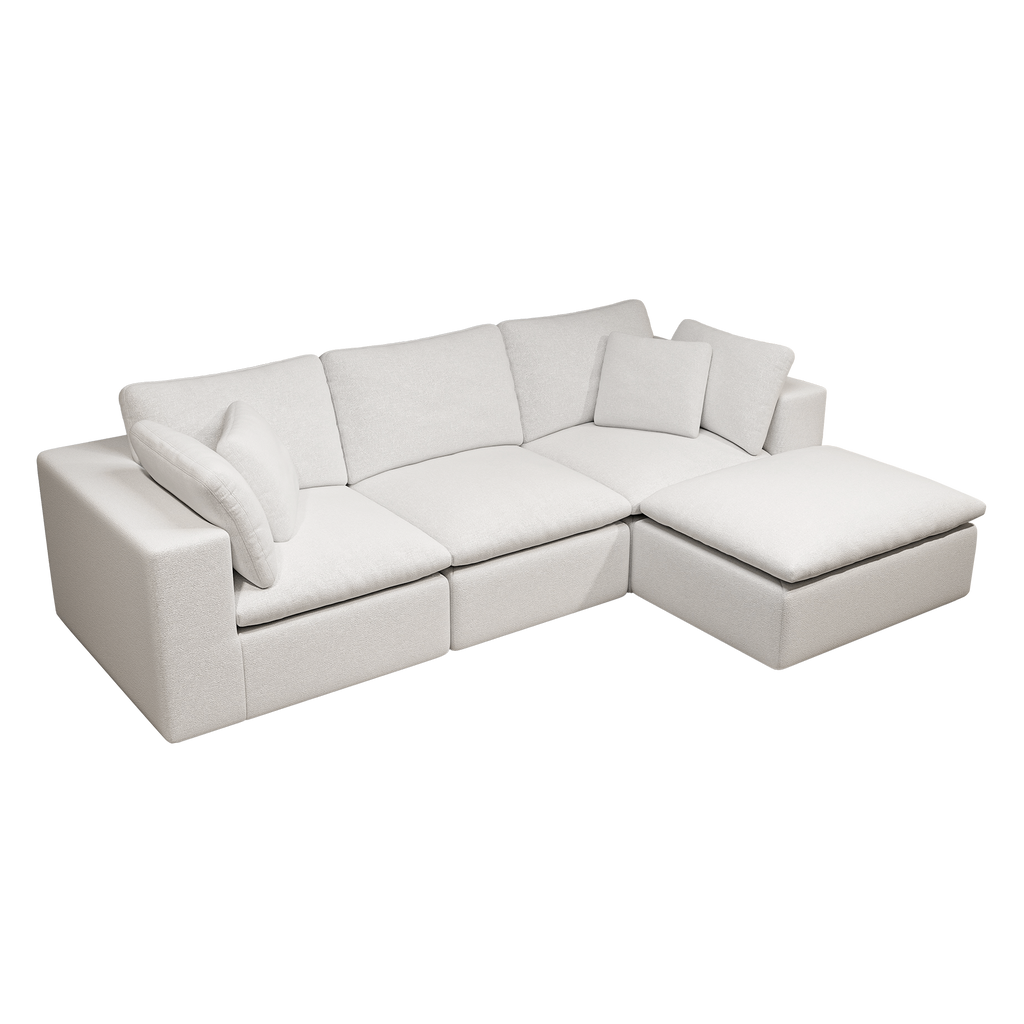 108.3*68.9"Modular sectional sofa seat,Upholstered compressed couch for living room,Bedroom,Apartment,No assembly required,4PC free combination,Plush corduroy fabric,WHITE
