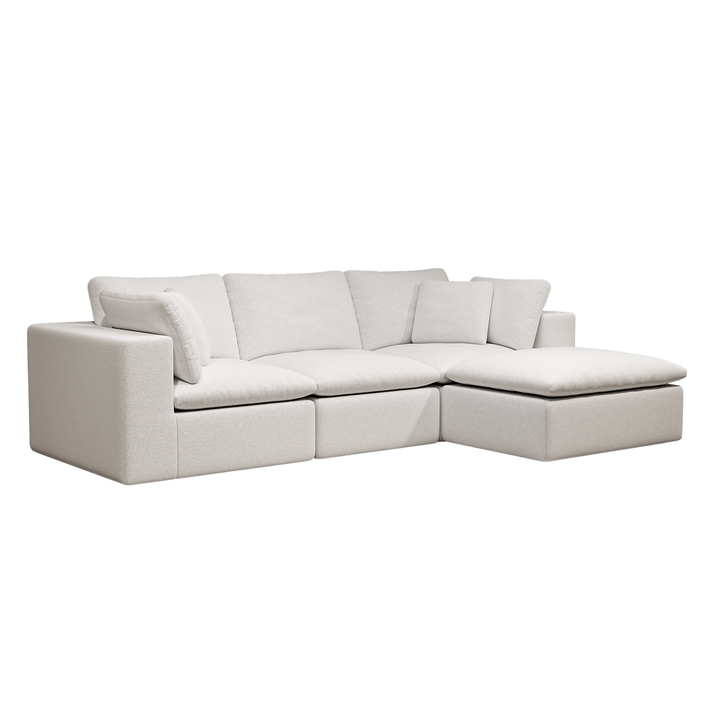 108.3*68.9"Modular sectional sofa seat,Upholstered compressed couch for living room,Bedroom,Apartment,No assembly required,4PC free combination,Plush corduroy fabric,WHITE