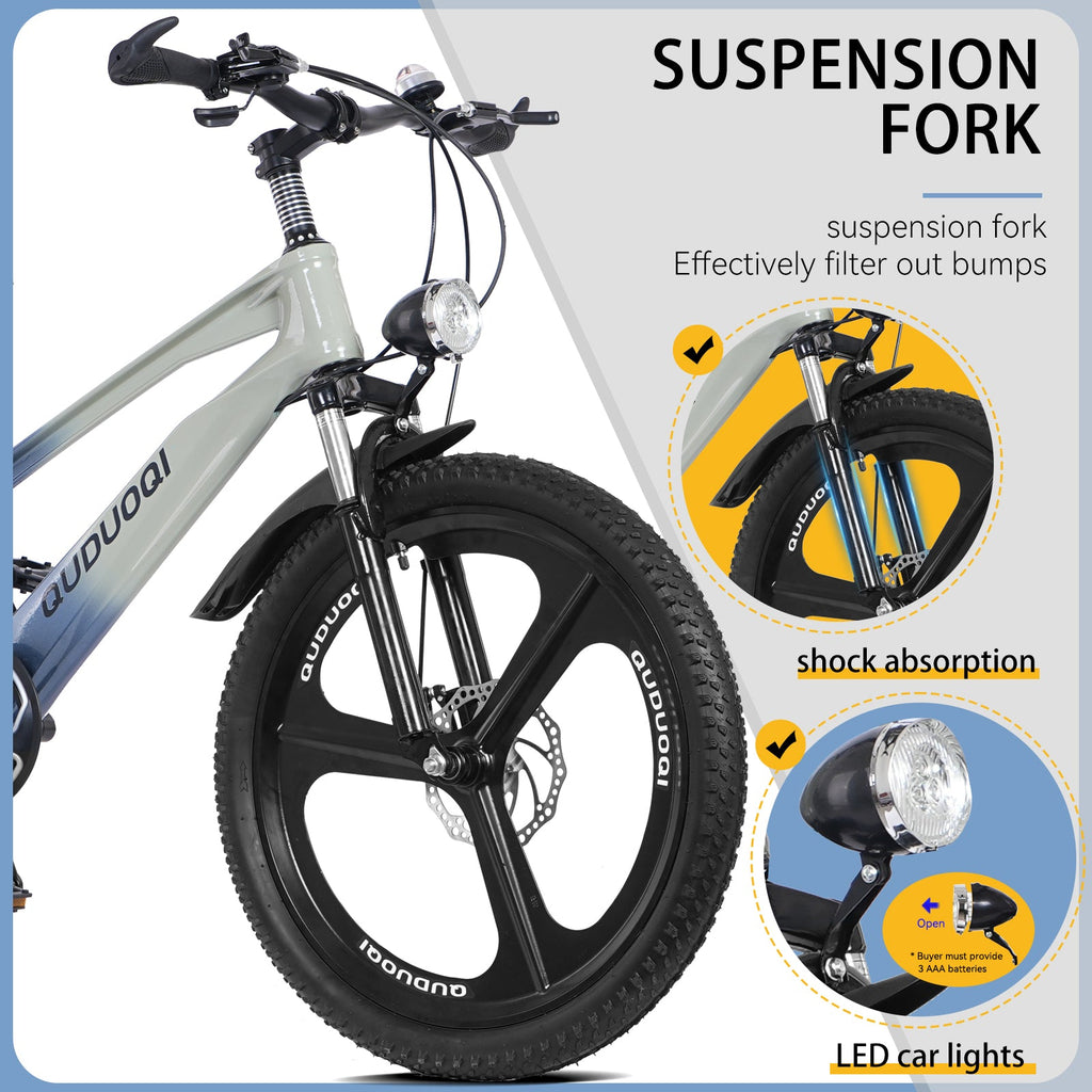 FKZNPJ 20 Inch Kids Mountain Bike, 7-Speed Youth Bicycle with Magnesium Alloy Frame & One-Piece Wheels, Lightweight Kids Bike for Boys and Girls Ages 8–12