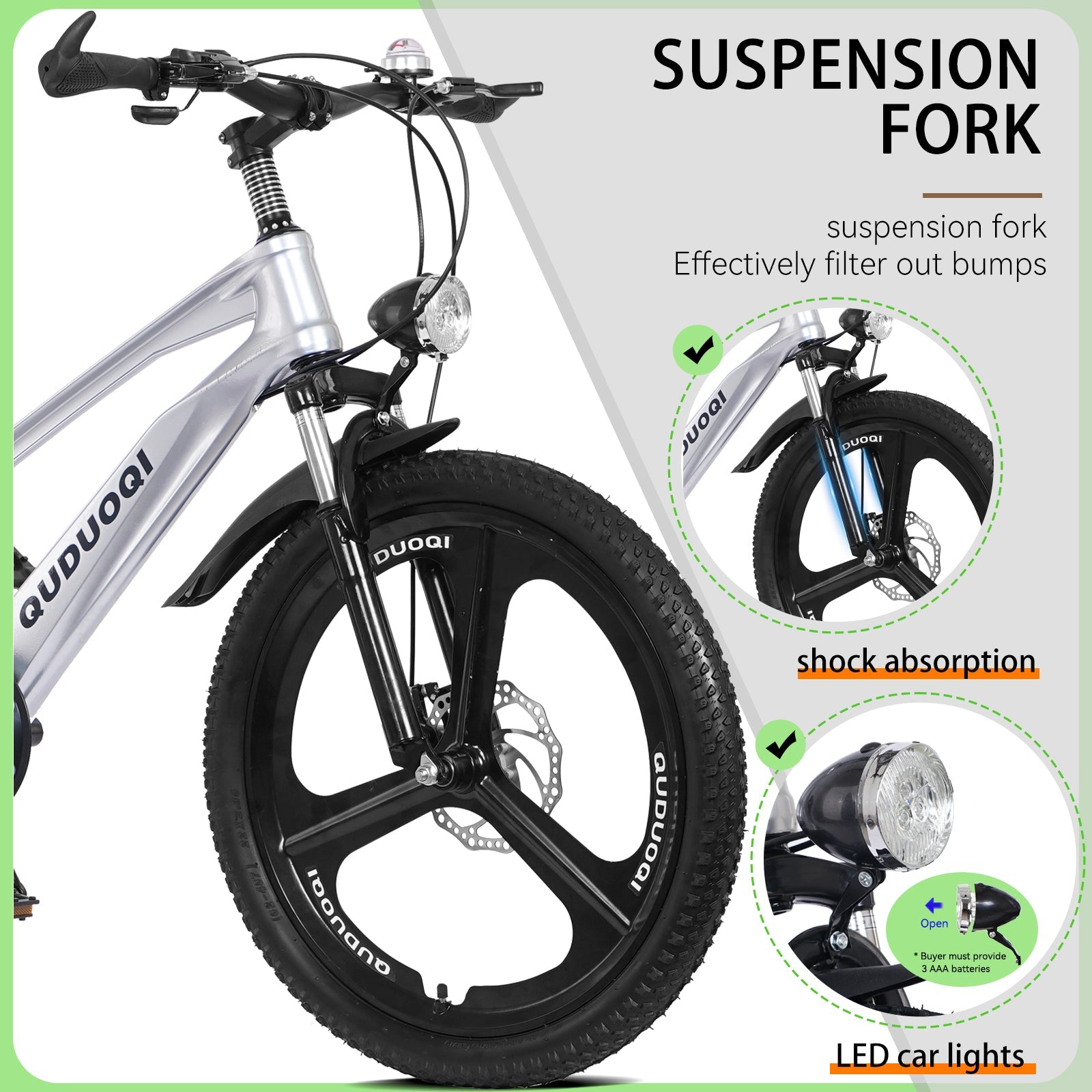 FKZNPJ 20 Inch Kids Mountain Bike, 7-Speed Youth Bicycle with Magnesium Alloy Frame & One-Piece Wheels, Lightweight Kids Bike for Boys and Girls Ages 8–12