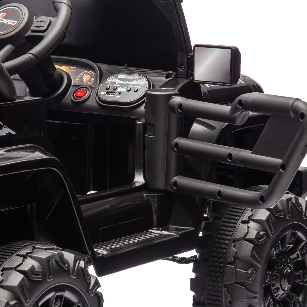 12V Kids Ride On Electric Car W/Parents Control,Dual drive, Four-wheel Suspension,With music,Bluetooth,MP3,USB,with headlights, steering wheel quick release,Slow start for Kids Aged 2-4.