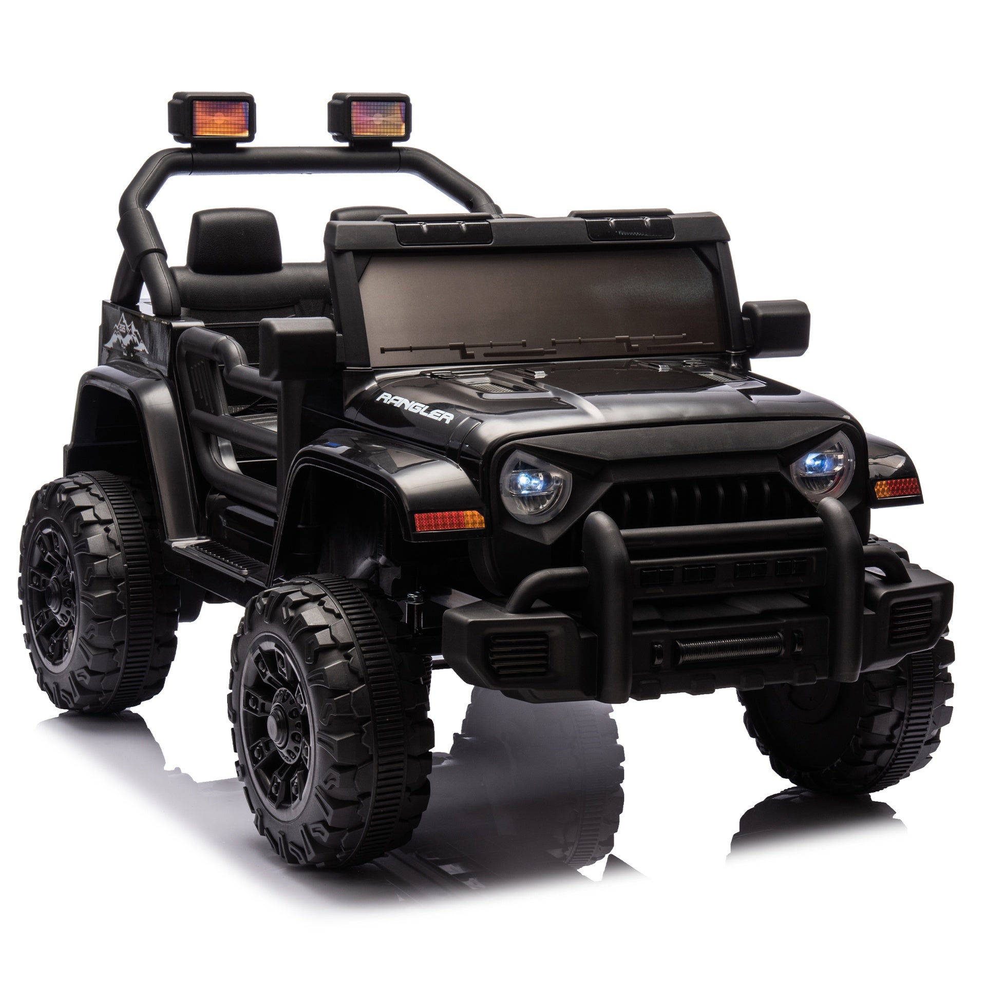 12V Kids Ride On Electric Car W/Parents Control,Dual drive, Four-wheel Suspension,With music,Bluetooth,MP3,USB,with headlights, steering wheel quick release,Slow start for Kids Aged 2-4.