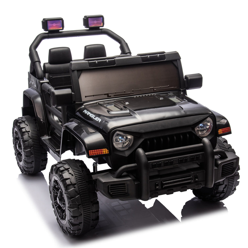 12V Kids Ride On Electric Car W/Parents Control,Dual drive, Four-wheel Suspension,With music,Bluetooth,MP3,USB,with headlights, steering wheel quick release,Slow start for Kids Aged 2-4.