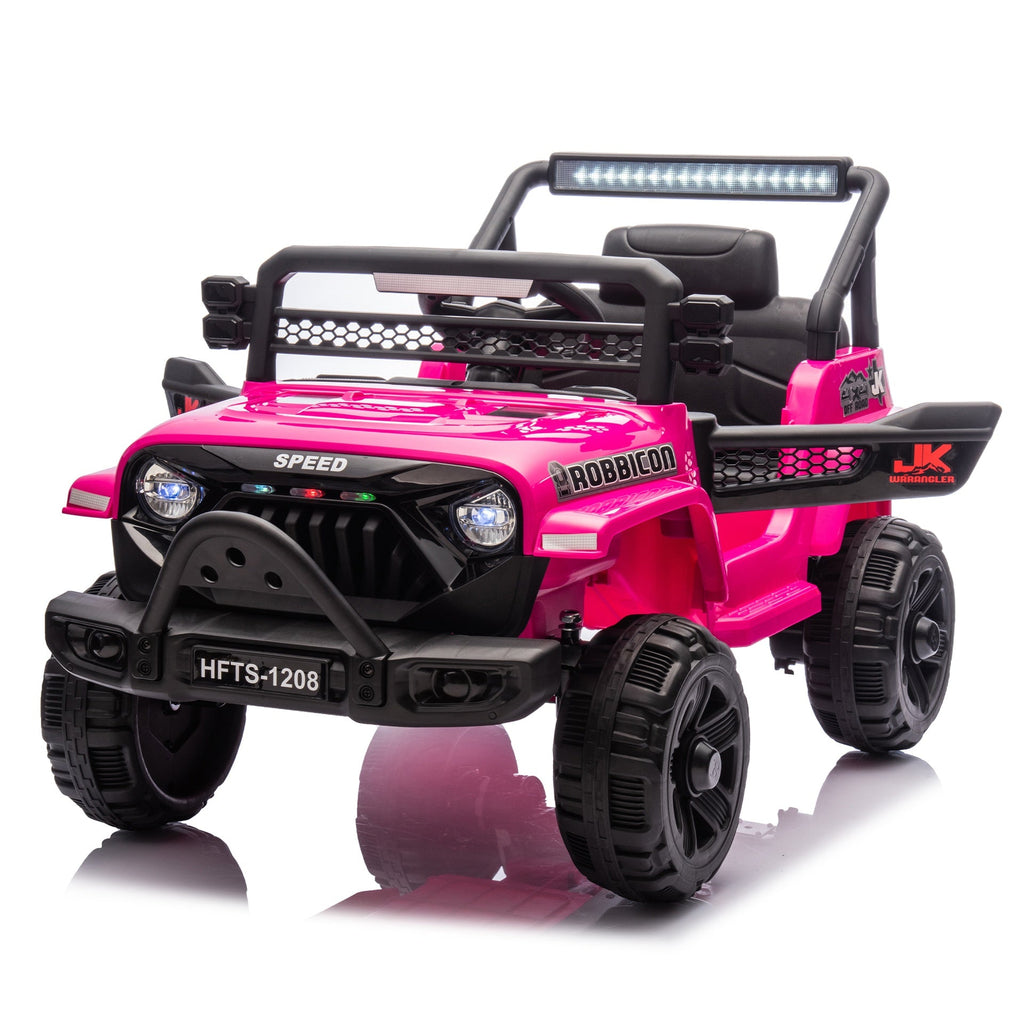 12V Kids Ride On Electric Truck Car W/Parents Control,2WD,Four-wheel suspension,Early education function,Adjustable volume,USB,MP3,Bluetooth,Microphone jack,Power display,LED lights For kids aged 1-4.