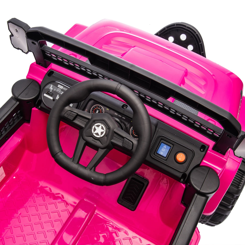 12V Kids Ride On Electric Truck Car W/Parents Control,2WD,Four-wheel suspension,Early education function,Adjustable volume,USB,MP3,Bluetooth,Microphone jack,Power display,LED lights For kids aged 1-4.