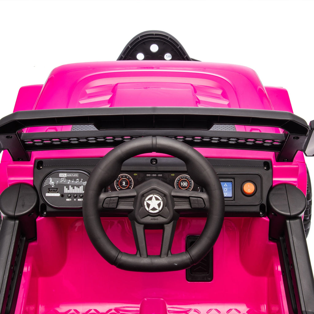 12V Kids Ride On Electric Truck Car W/Parents Control,2WD,Four-wheel suspension,Early education function,Adjustable volume,USB,MP3,Bluetooth,Microphone jack,Power display,LED lights For kids aged 1-4.