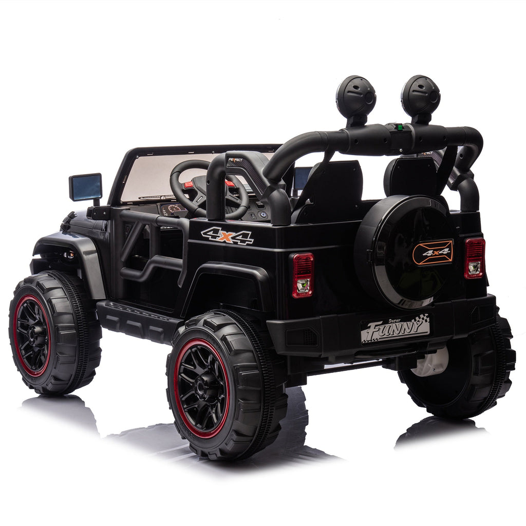 24V Kids Ride On Electric Car W/Parents Control,Seat width 20in,2WD,Rear suspension,Trunk storage,Portable pull rod,Light&Searchlight,Bluetooth,USB,Provide a speed of 2.5-4MPH for Kids Aged 3-8.
