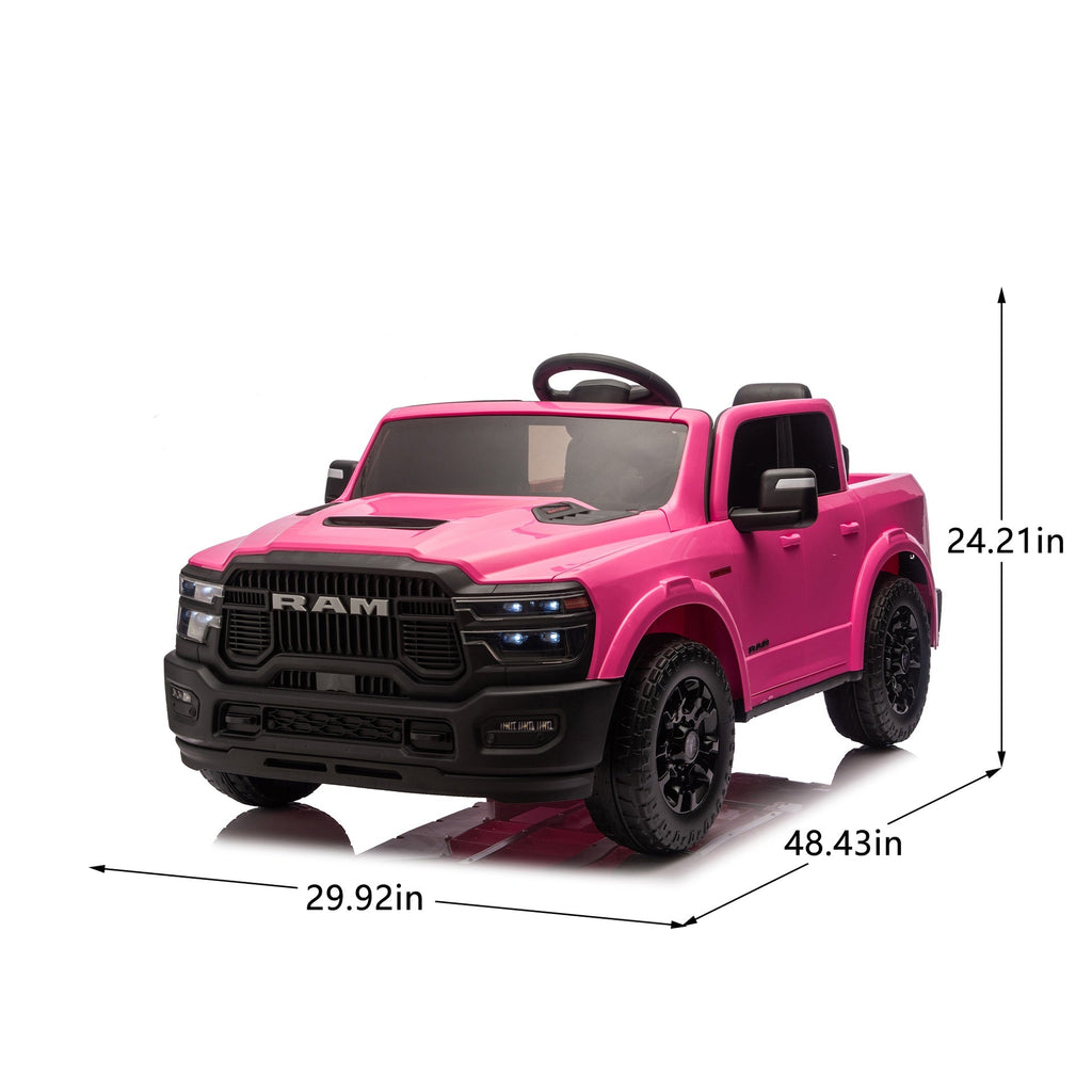 24V 160W Officially Licensed Dodge RAM 2500 Design 2-seater Kids Ride On Truck,W/ Remote Control,W/2WD&4-Wheel Suspension,Storage Space&High Door Design,Built-in Music&Bluetooth,USB/MP3 Port for 3-6