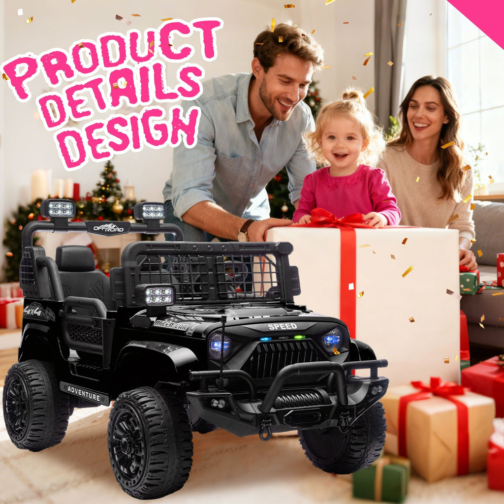 24V 100W*2 Two-seater Kids Ride On Car w/ RC - 3 Speed Adjustable,LED Headlights,4-Wheel Shock Absorption,USB/MP3 Charging & Battery Indicator,Bluetooth & music - Electric Toy Car for kids 3-8
