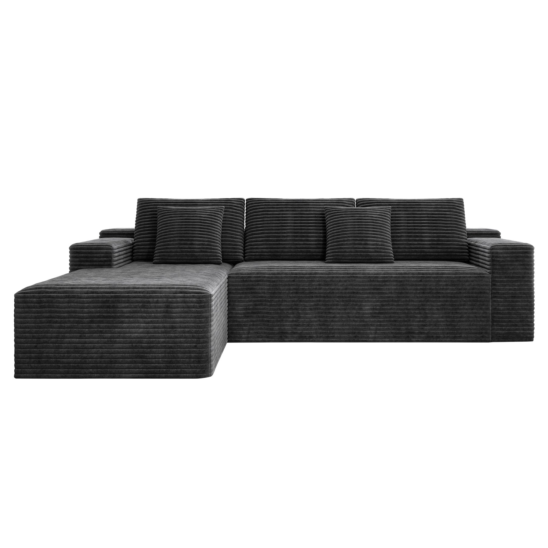 104.3*68.9"Modular sectional sofa seat,Upholstered compressed couch for living room,Bedroom,Apartment,No assembly required,2PC free combination,Plush corduroy fabric,GREY