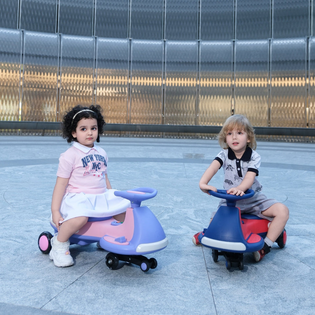 Kids Electric Ride On Car 12V  Electric Wiggle Car , LED Lights , Music,Anti-Rollover for Boys and Girls Ages 3+ Indoor/Outdoor