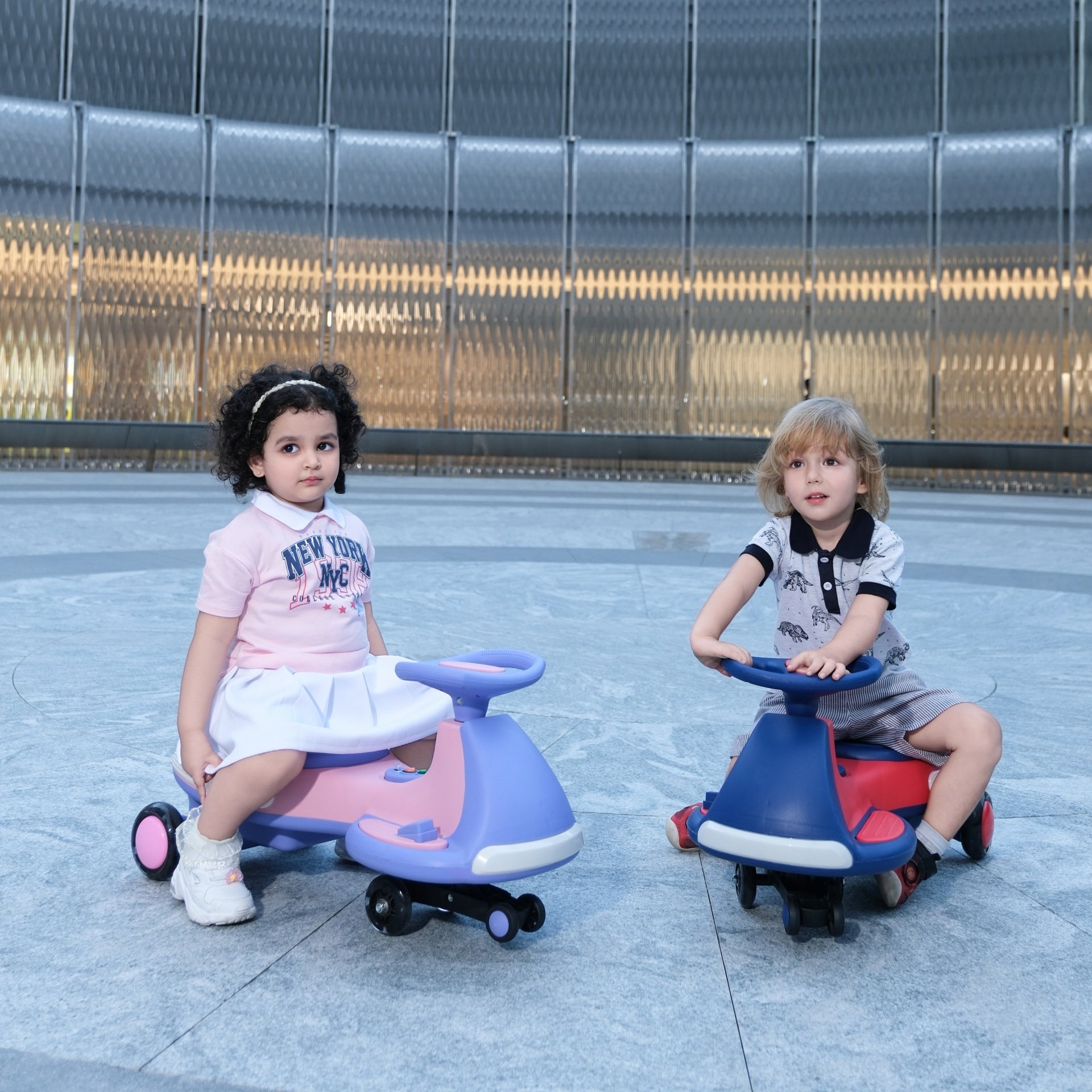 Kids Electric Ride On Car 12V  Electric Wiggle Car , LED Lights , Music,Anti-Rollover for Boys and Girls Ages 3+ Indoor/Outdoor