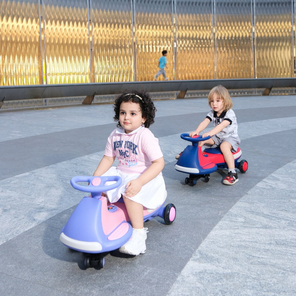 Kids Electric Ride On Car 12V  Electric Wiggle Car , LED Lights , Music,Anti-Rollover for Boys and Girls Ages 3+ Indoor/Outdoor