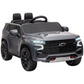 Aosom Chevrolet TAHOE Licensed Kids Ride on Car, 12V Battery Powered Kids Electric Car with Remote Control, Music, Lights, Horn, Suspension for 3-6 Years Old, Gray