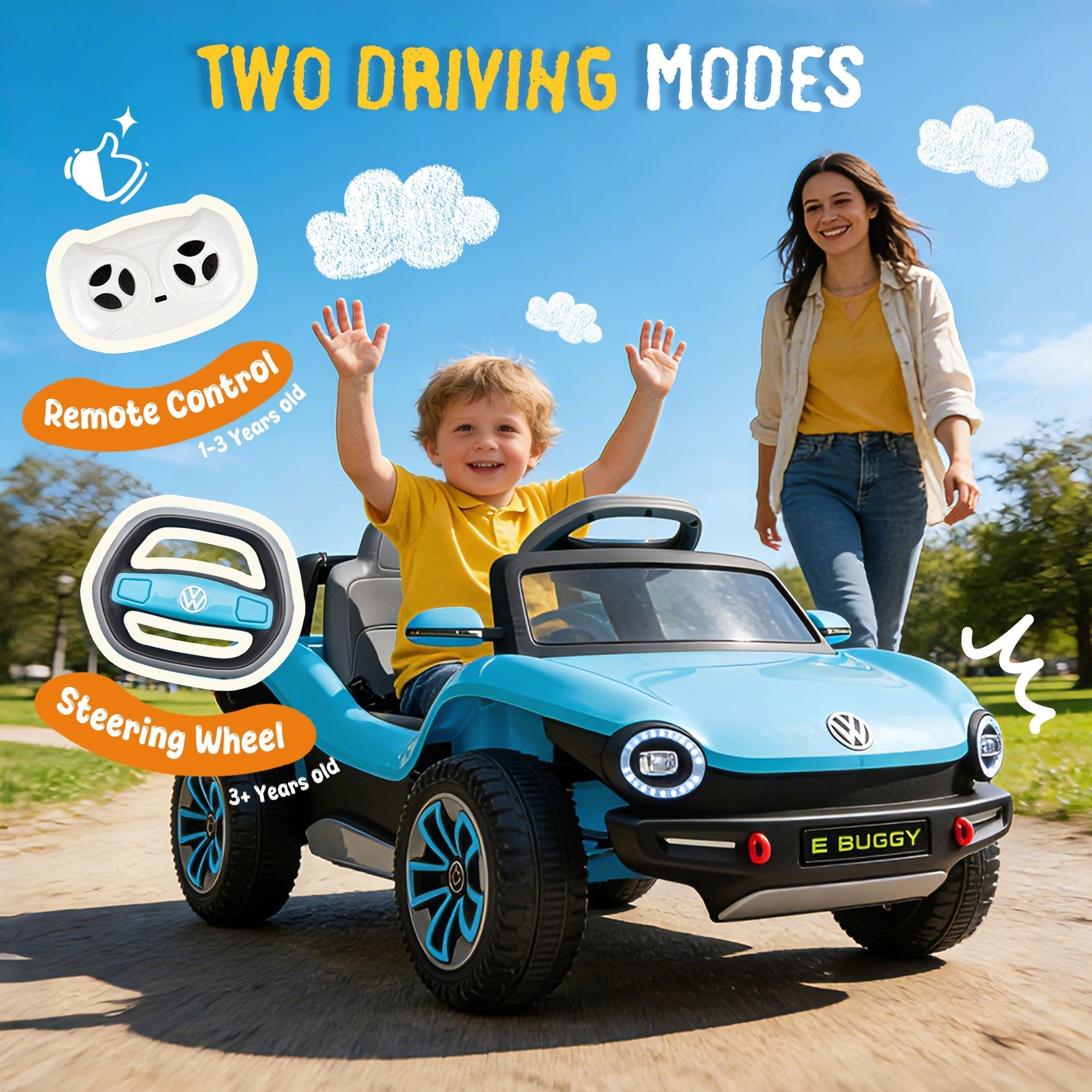 12V Licensed Volkswagen Beetle Kids Ride On Electric Car W/2.4G PC,Cute&Curvy Body,2WD,4-Wheel Suspension,Rear Cargo Storage,Bright Front Headlights,Bluetooth,USB,Music,Speeds 1.5-2.5MPH For kids 3-5