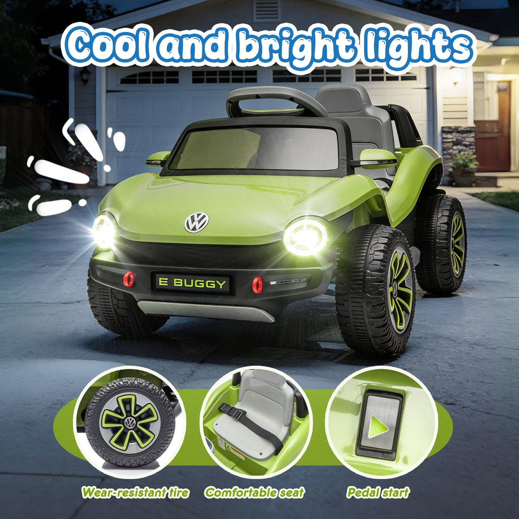 12V Licensed Volkswagen Beetle Kids Ride On Electric Car W/2.4G PC,Cute&Curvy Body,2WD,4-Wheel Suspension,Rear Cargo Storage,Bright Front Headlights,Bluetooth,USB,Music,Speeds 1.5-2.5MPH For kids 3-5