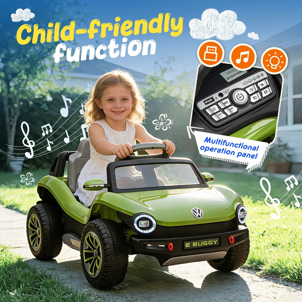 12V Licensed Volkswagen Beetle Kids Ride On Electric Car W/2.4G PC,Cute&Curvy Body,2WD,4-Wheel Suspension,Rear Cargo Storage,Bright Front Headlights,Bluetooth,USB,Music,Speeds 1.5-2.5MPH For kids 3-5