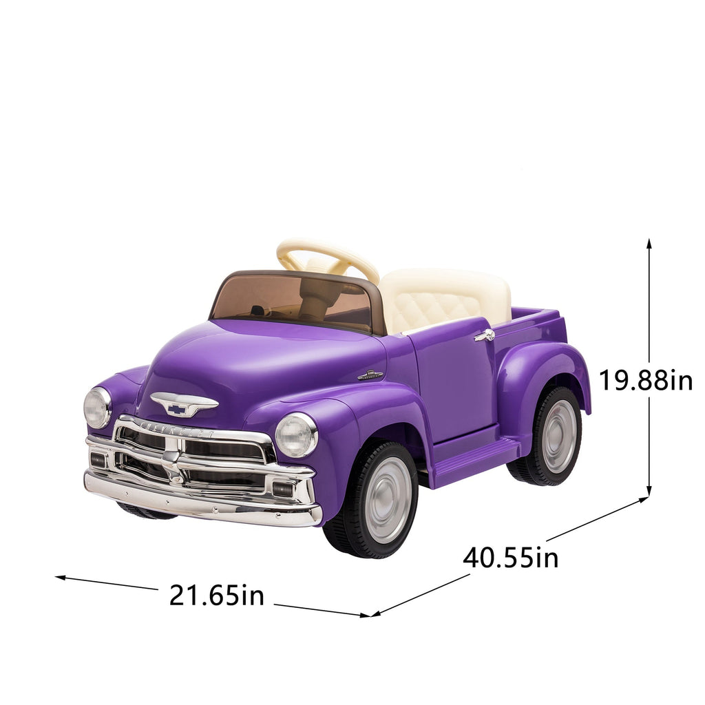 12V Kids Ride On truck car w/parents control, Licensed Chevrolet 3100 pickup,electric car for kid,Vintage modeling,3 speeds,LED Lights,Bluetooth,USB,High-power up to 3.11 MPH,age 3+