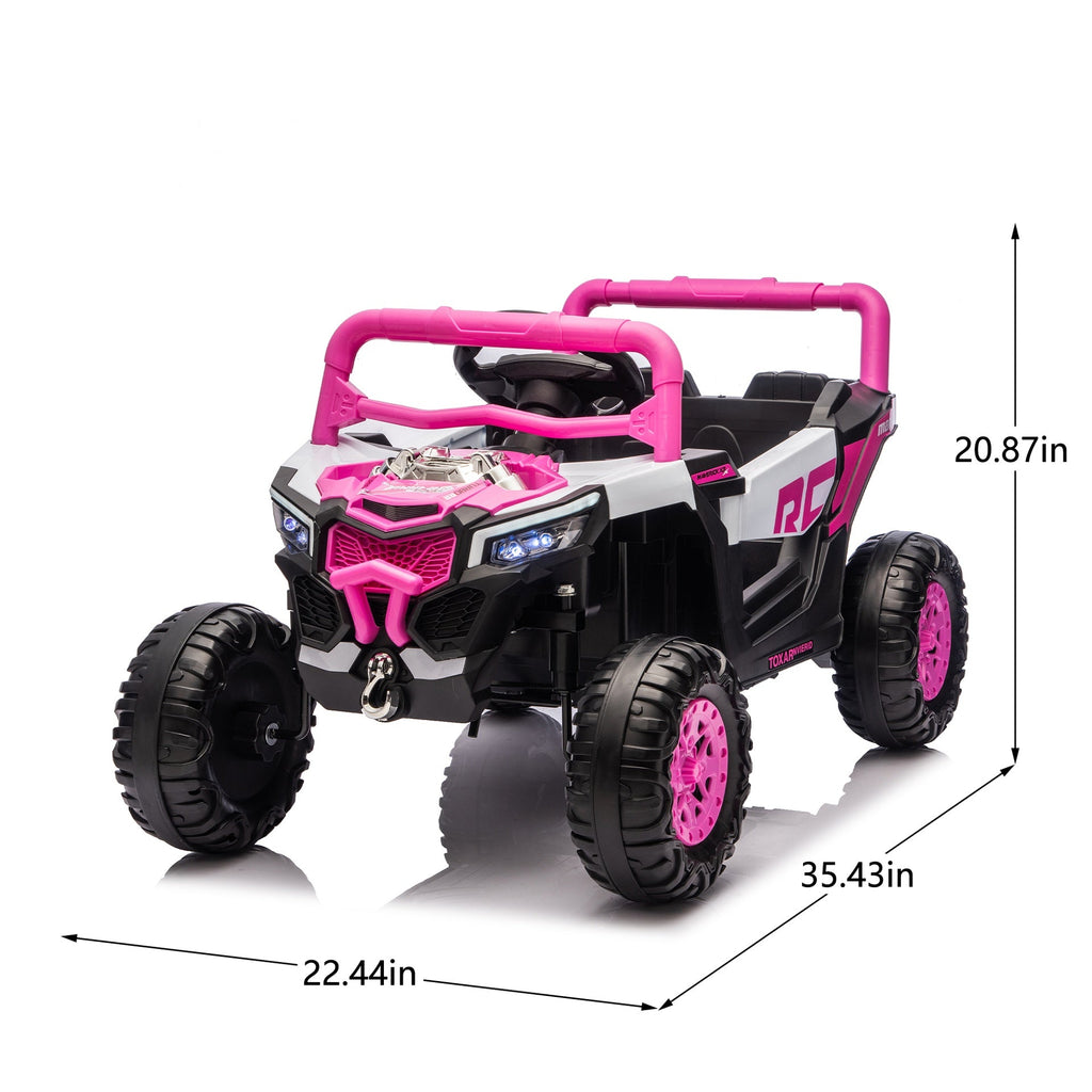 12V Kids Ride On Electric UTV W/2.4G Parents Control,Slow Start&Swing Function,Anti-Slip Wheels with Front Shock Absorbers,LED Lights,Built-in music player,Long-Lasting Battery,for Kids Aged 3-5
