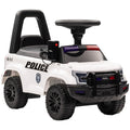Aosom Kids Push Ride On Car with Working PA System and Horn, Police Truck Style  Foot-to-Floor Sliding Car for Boys and Girls with Under-Seat Storage, for 18 Months to 5 Years Old, White
