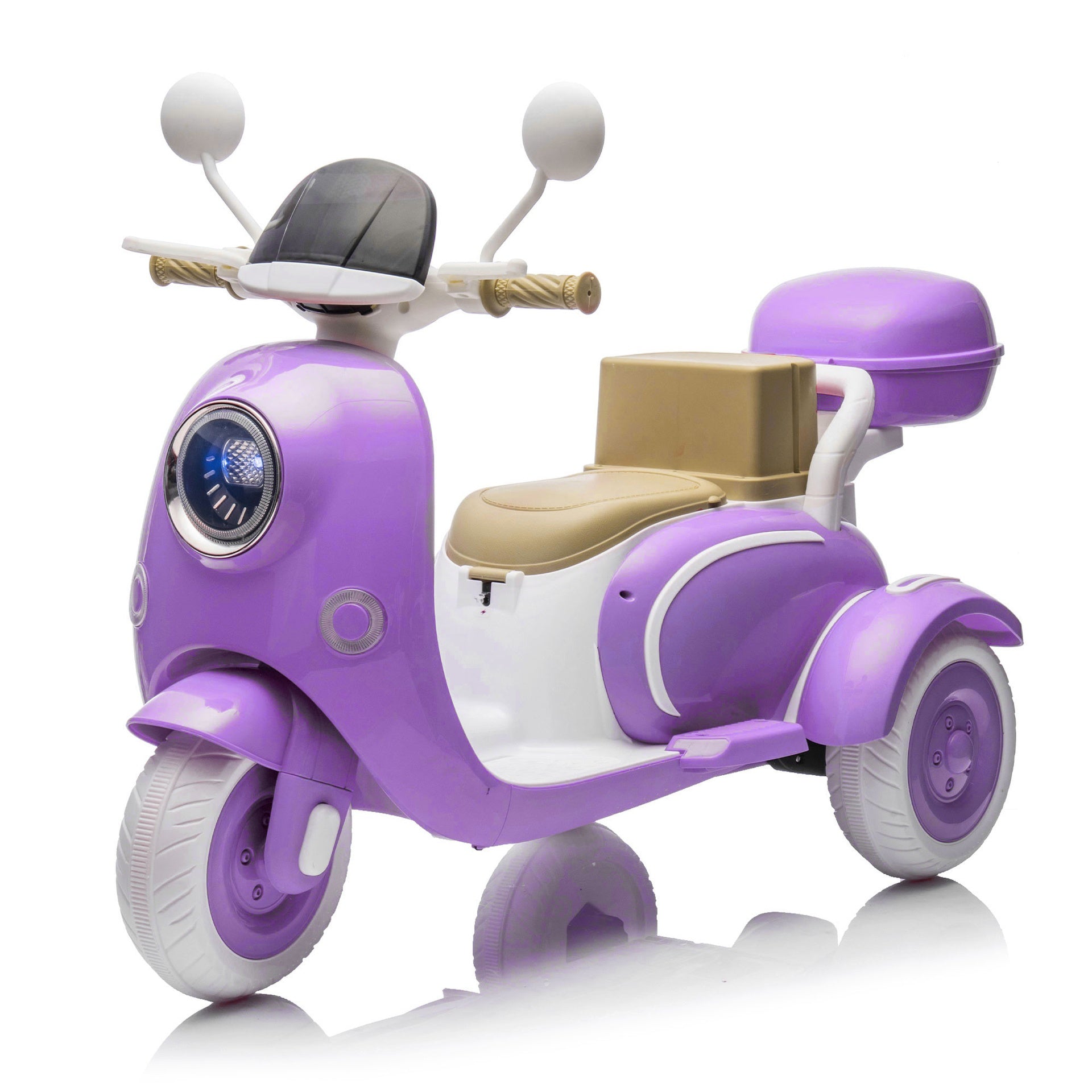 12V Two motors Kids Ride On Level Up Two-seater  Electric Motorcycle,Three-wheel Toy w/Music,Bluetooth,USB,Backseat flip adult seat,Portable Storage Hooks&Oversized  Trunk,LED Headlight  For Kids 3-6.