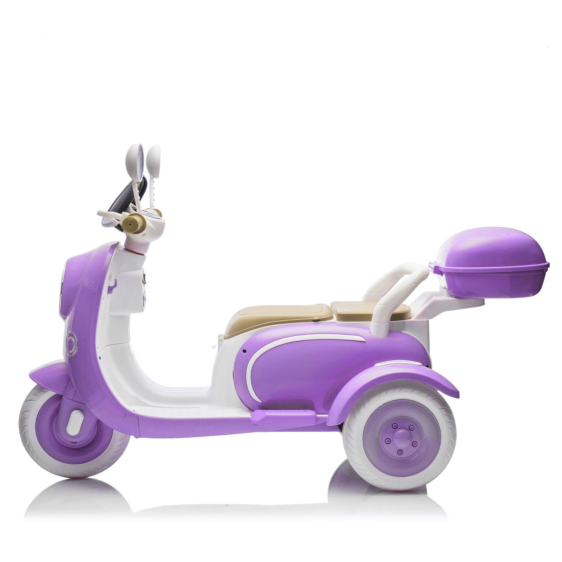 12V Two motors Kids Ride On Level Up Two-seater  Electric Motorcycle,Three-wheel Toy w/Music,Bluetooth,USB,Backseat flip adult seat,Portable Storage Hooks&Oversized  Trunk,LED Headlight  For Kids 3-6.