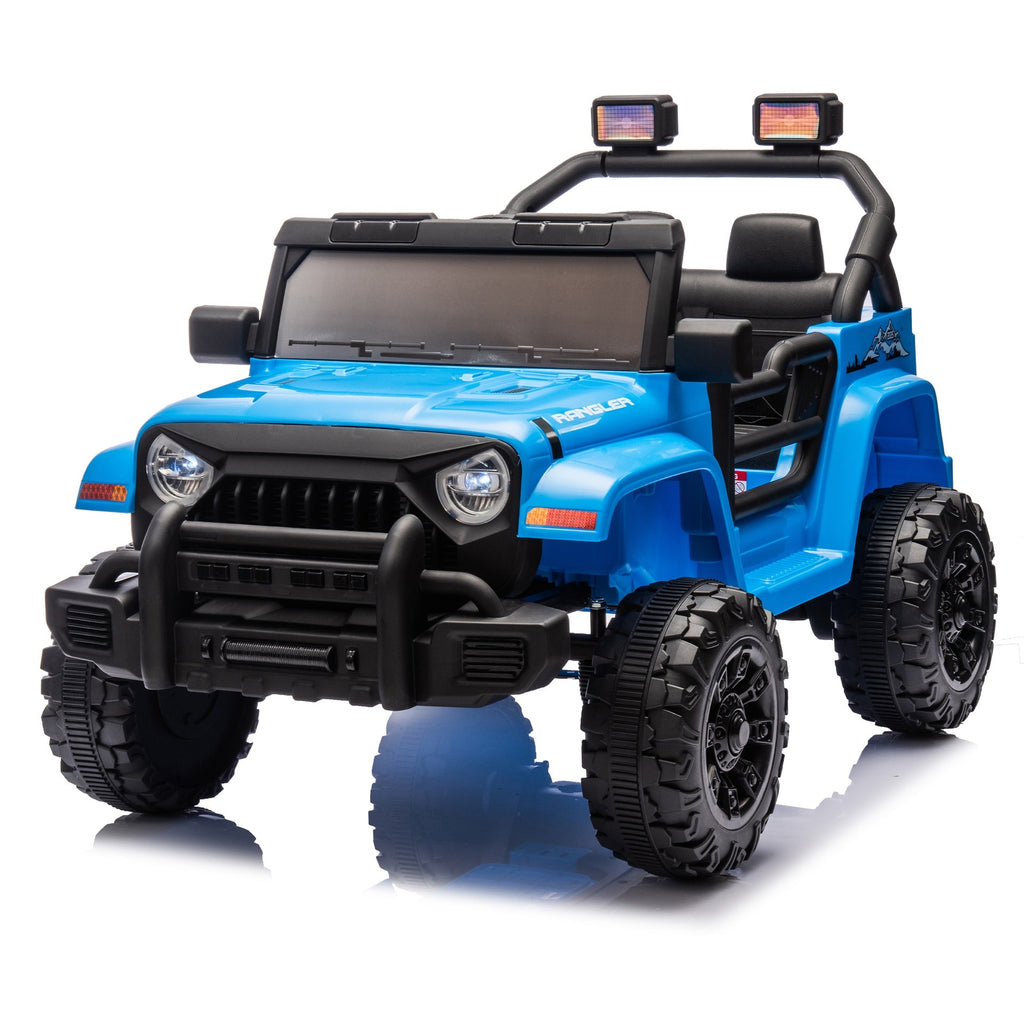 12V Kids Ride On Electric Car W/Parents Control,Dual drive, Four-wheel Suspension,With music,Bluetooth,MP3,USB,with headlights, steering wheel quick release,Slow start for Kids Aged 2-4.