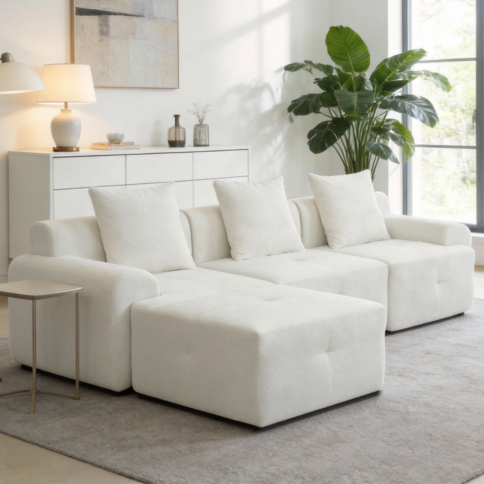 104.3" 4-Piece L Shaped Upholstered Modular Sectional Sofa