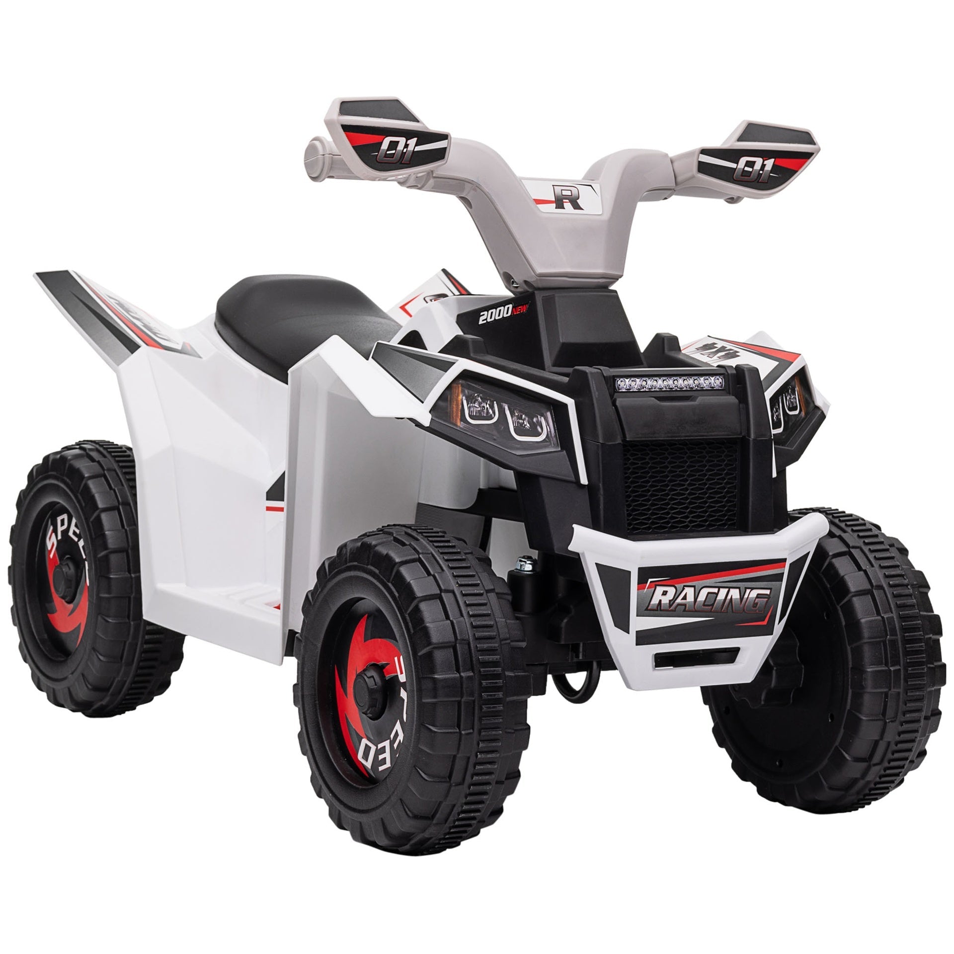 Kids ATV Quad Car, 6V Four-Wheeler for Kids with Forward Backward Function, Wear-Resistant Wheels for Toddlers Ages 18-36 Months, White