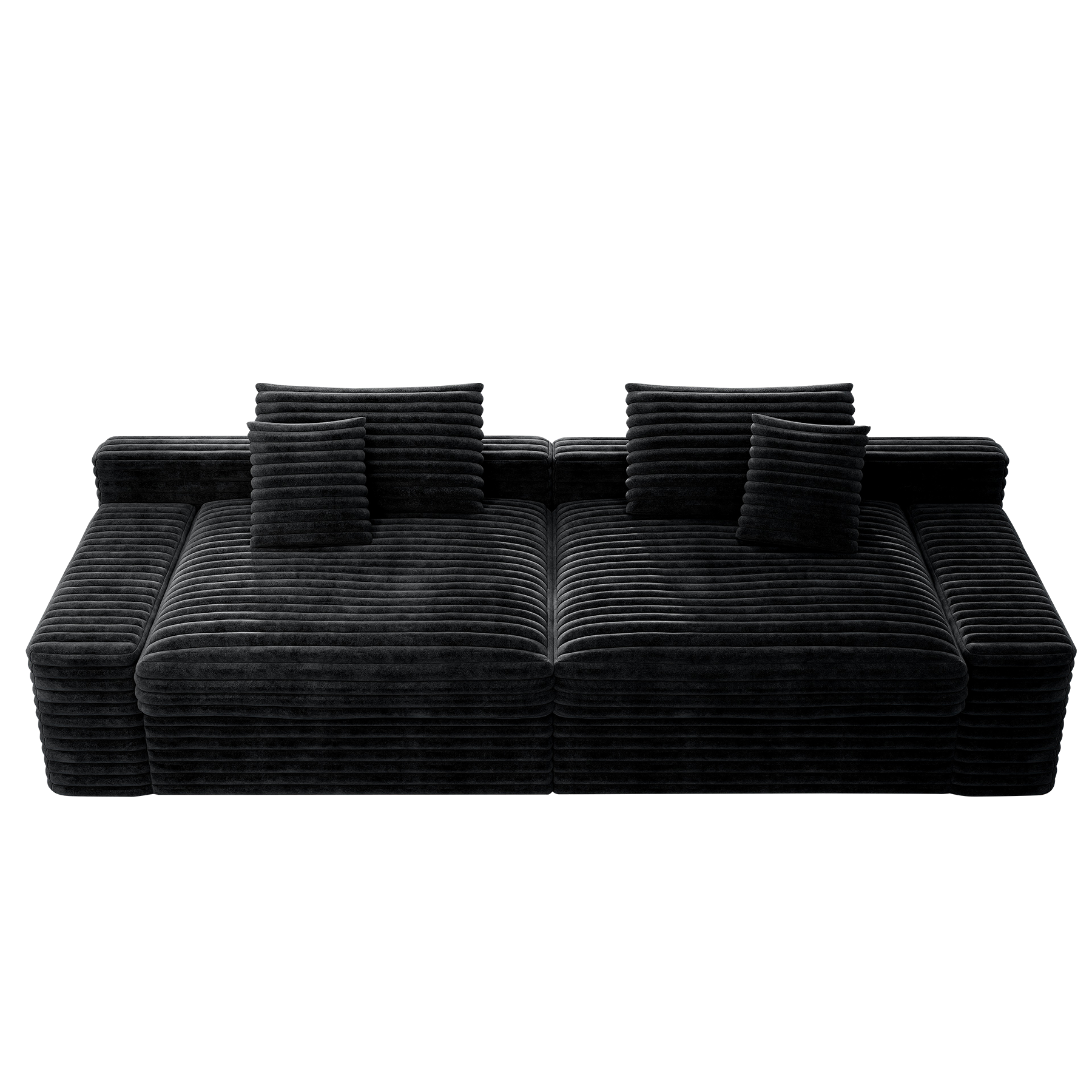 118.1*47.2"Modular sectional sofa seat,Upholstered compressed couch for living room,Bedroom,Apartment,No assembly required,2PC free combination,Plush corduroy fabric,BLACK