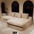 118.1*66.9"Modular sectional sofa seat,Upholstered compressed couch for living room,Bedroom,Apartment,No assembly required,2PC free combination,Plush corduroy fabric,BEIGE