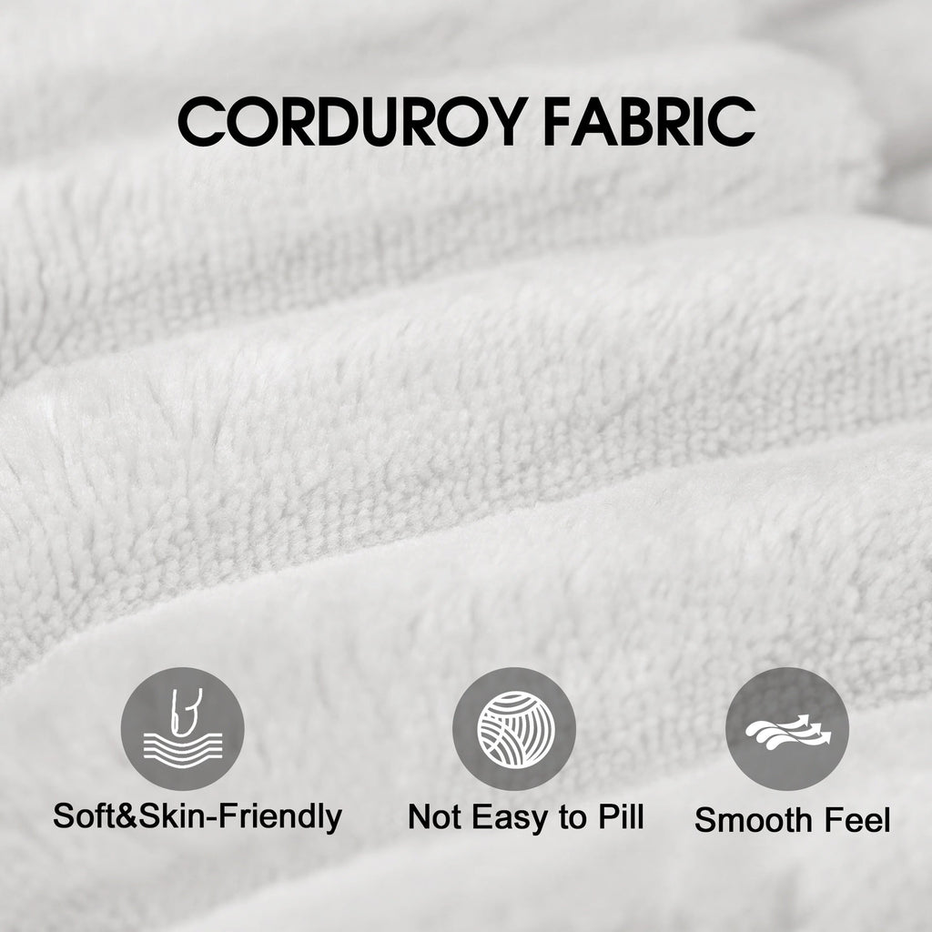 118.2" Cloud Sofa,Corduroy Fabric,Deep Seat Couches,Double-layer design,Removable Cushion,No Assembly, DIY Combination for Living room, Bedroom,Conference room ,Apartment,White