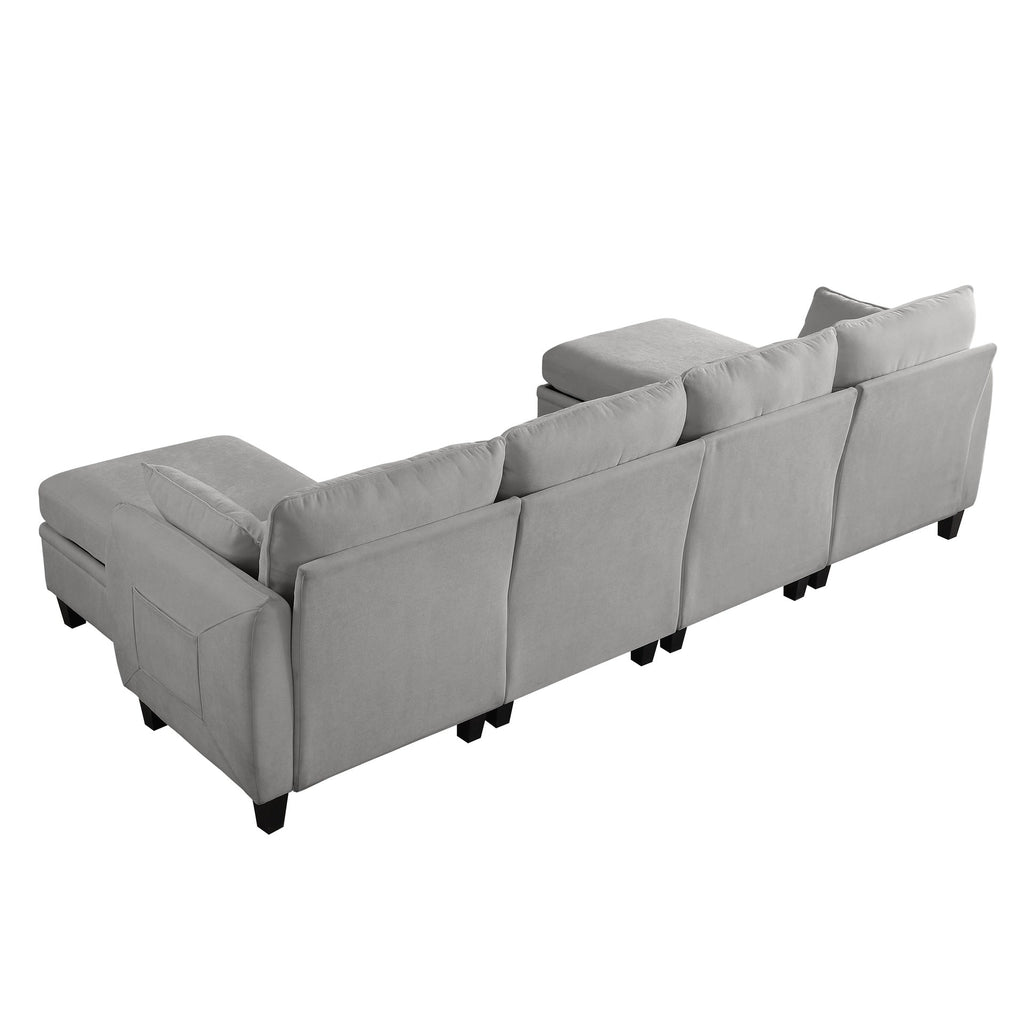 109 Inch Gray Chenille Modular Sectional Sofa,  L-Shaped Cloud Couch with Storage Ottoman, DIY Combination for Living Room