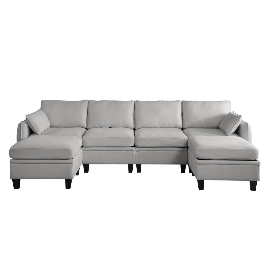 109 Inch Gray Chenille Modular Sectional Sofa,  L-Shaped Cloud Couch with Storage Ottoman, DIY Combination for Living Room