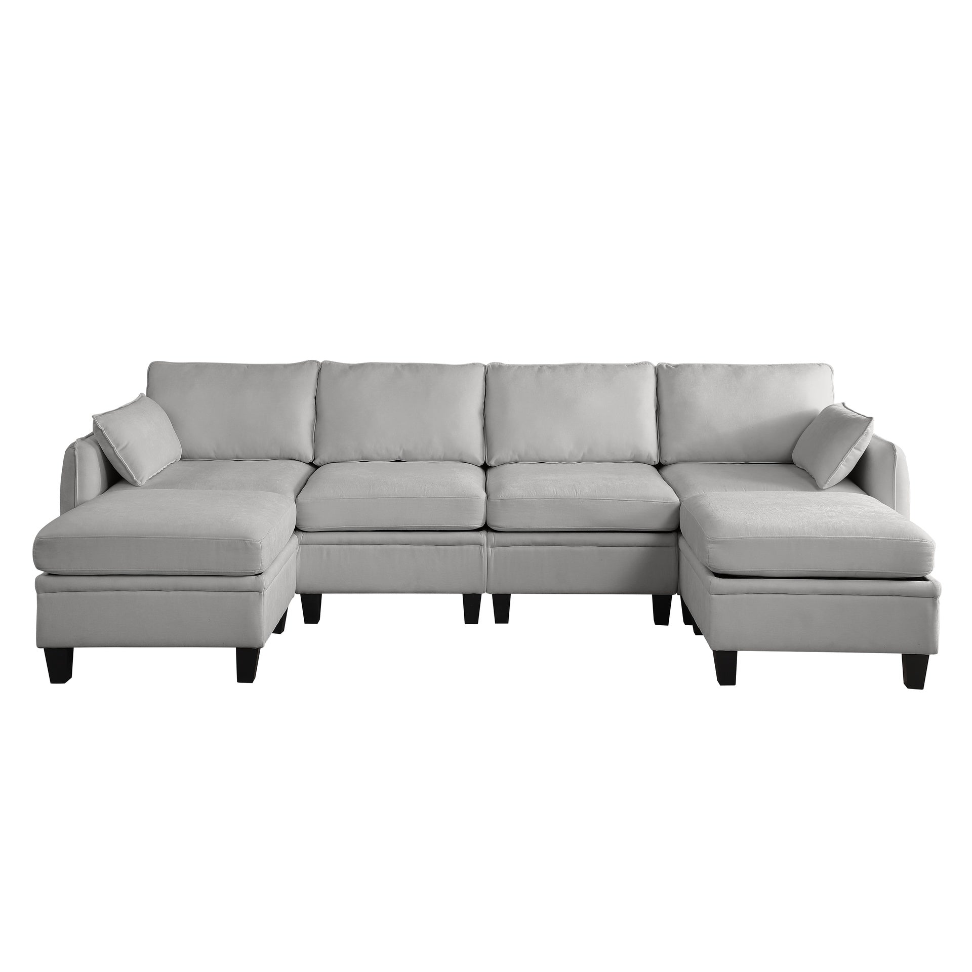 109 Inch Gray Chenille Modular Sectional Sofa,  L-Shaped Cloud Couch with Storage Ottoman, DIY Combination for Living Room