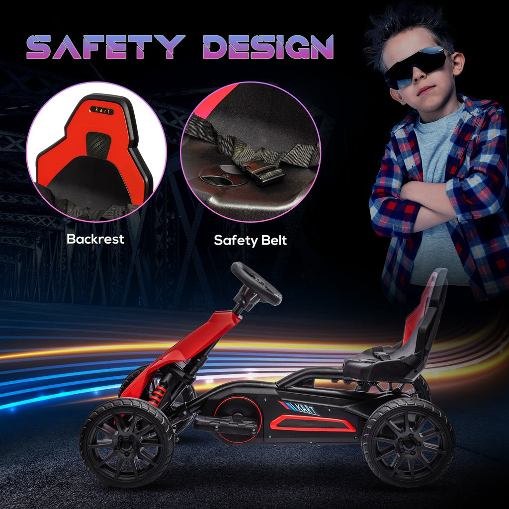 Aosom 12V Electric Go Kart for Kids, Outdoor Ride-On Toy with Forward Backward Drive & Adjustable Speed, Gift for Child 3-8 Years Old, Red