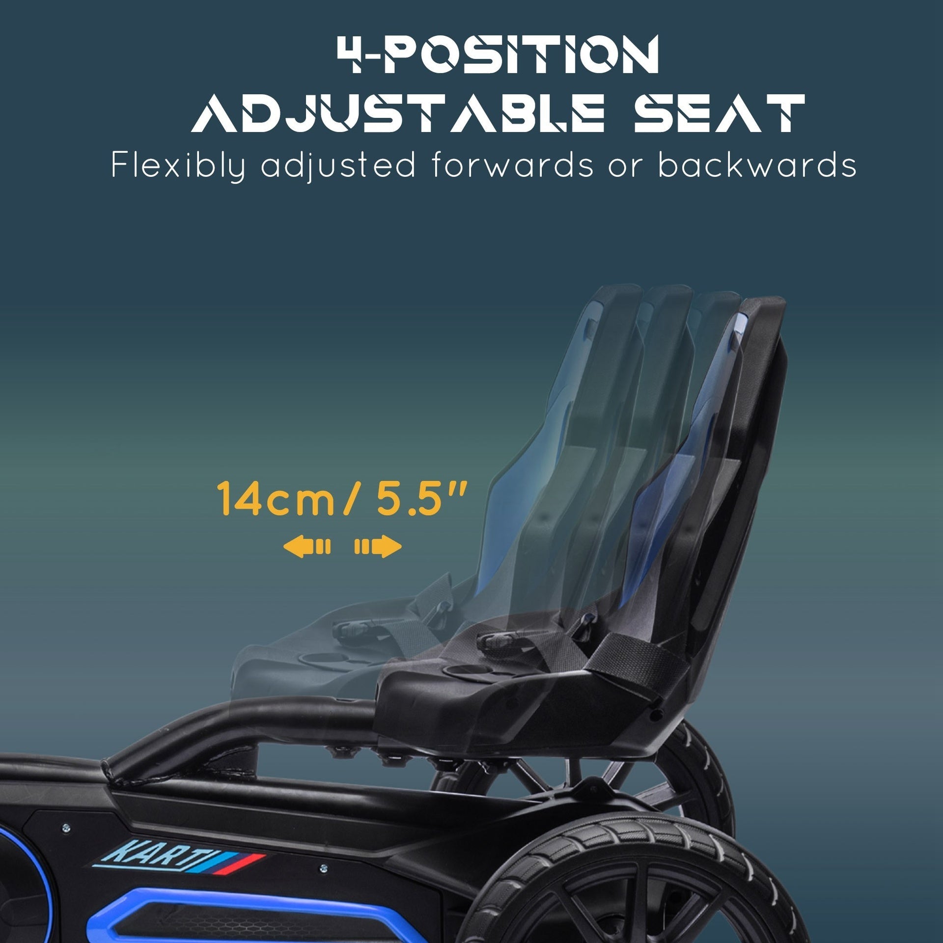 Aosom Kids Pedal Go Kart, Outdoor Ride on Toy with Adjustable Seat, Swing Axle, Handbrake, 4 Non-Slip EVA Wheels for Boys and Girls Aged 3-8 Years Old, Blue