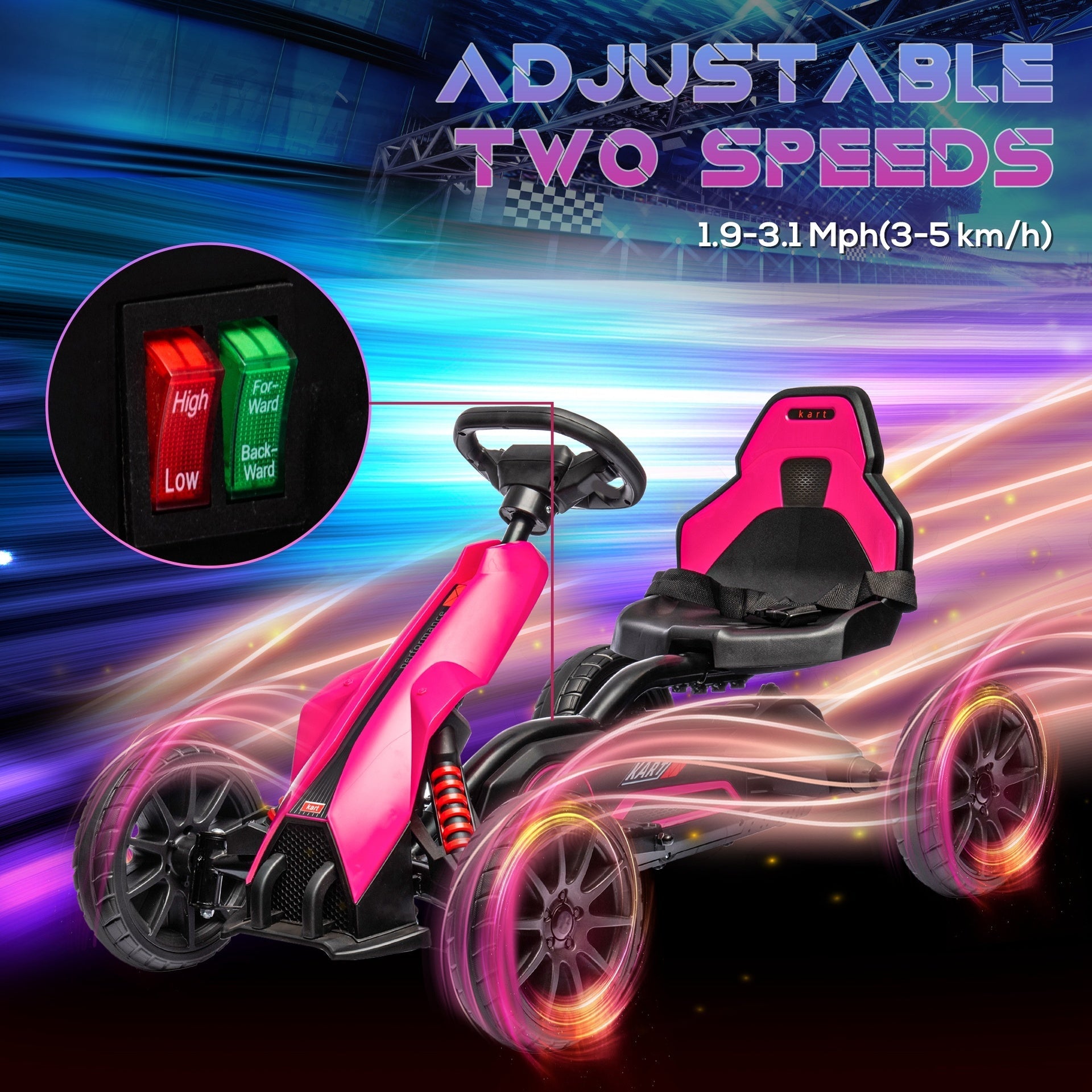Aosom 12V Electric Go Kart for Kids, Outdoor Ride-On Toy with Forward Backward Drive & Adjustable Speed, Gift for Child 3-8 Years Old, Pink