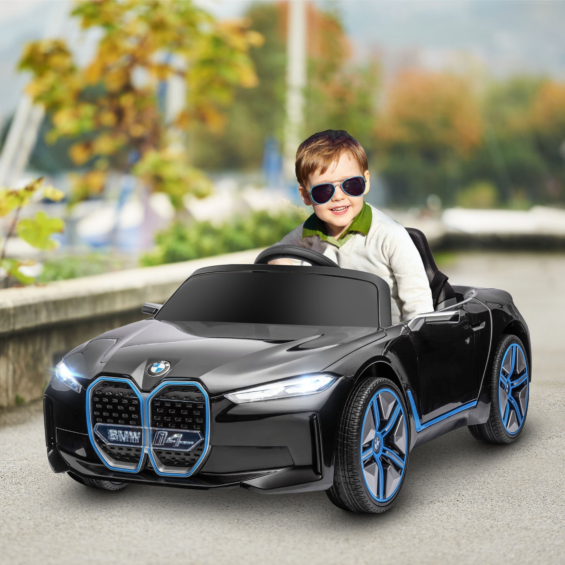 Aosom Electric Car for Kids, 12V Licensed BMW Ride on Car with 2.4G Remote Control, Suspension System, Horn Honking, Music, Lights for Boys and Girls, Black