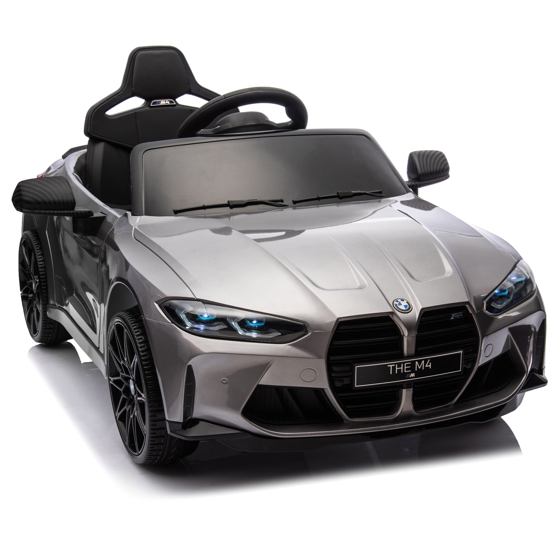 BMW M4 24V Kids ride on toy car 2.4G W/Parents Remote Control,Three speed adjustable,Power display, USB,MP3 ,Bluetooth,LED light,story,A handle with wheels and a pull, easy to carry