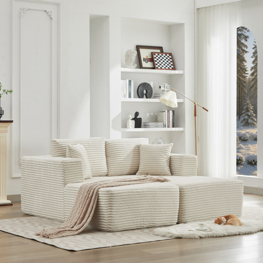 106" Cloud Sectional Couch Double Chaise Lounges(Single Seats not included),Deep Seat Modern Modular Sofa for Living Room,No Assembly Required,Beige (Plush Corduroy Fabric),SF502BG-DC