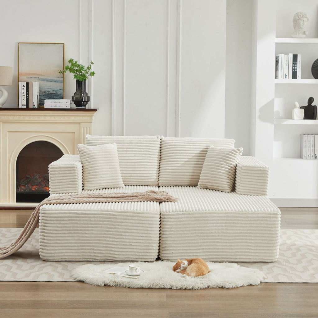 106" Cloud Sectional Couch Double Chaise Lounges(Single Seats not included),Deep Seat Modern Modular Sofa for Living Room,No Assembly Required,Beige (Plush Corduroy Fabric),SF502BG-DC