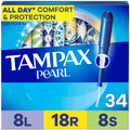 Tampax Pearl Tampons, Light/Regular/Super Absorbency With LeakGuard Braid, Triple Pack, Unscented