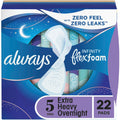 Always Infinity FlexFoam Pads, Size 5 Extra Heavy Overnight with Wings – 22 ct