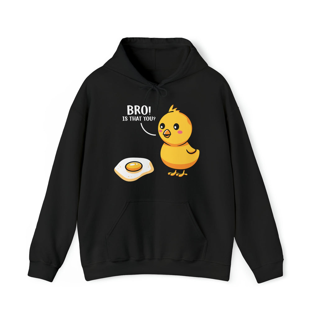 "DirkyThreadz 'Bro! Is That You?' Hoodie - Skurriles Cartoon-Küken- und Eier-Design"