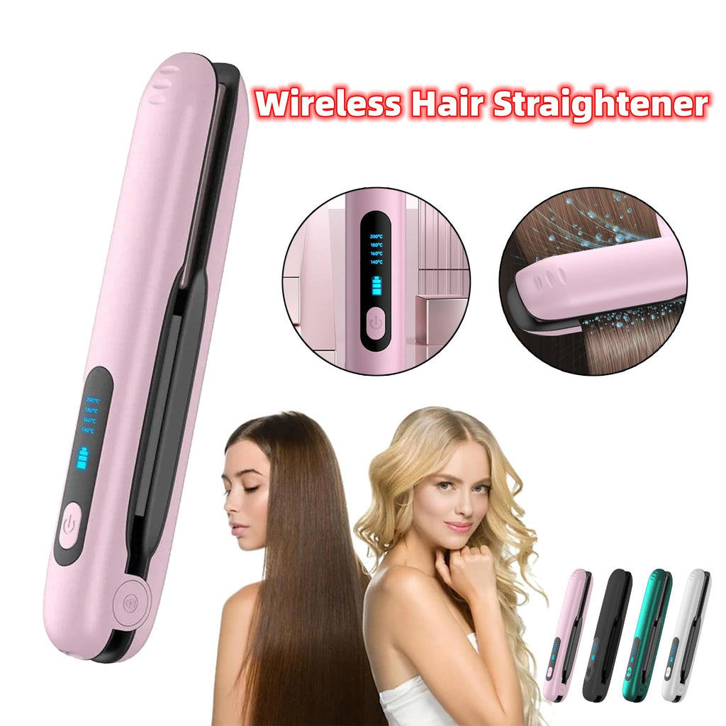 Kabelloser Haarglätter, Mini 2-in-1 Lockenwickler, USB, 5000 mAh, max. 200 Grad, tragbar, kabellos, 4 Stufen, trocken und nass verwendbar